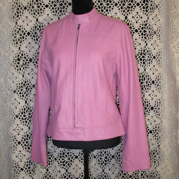 Women's Pink Leather Jacket - Picture 1 of 5